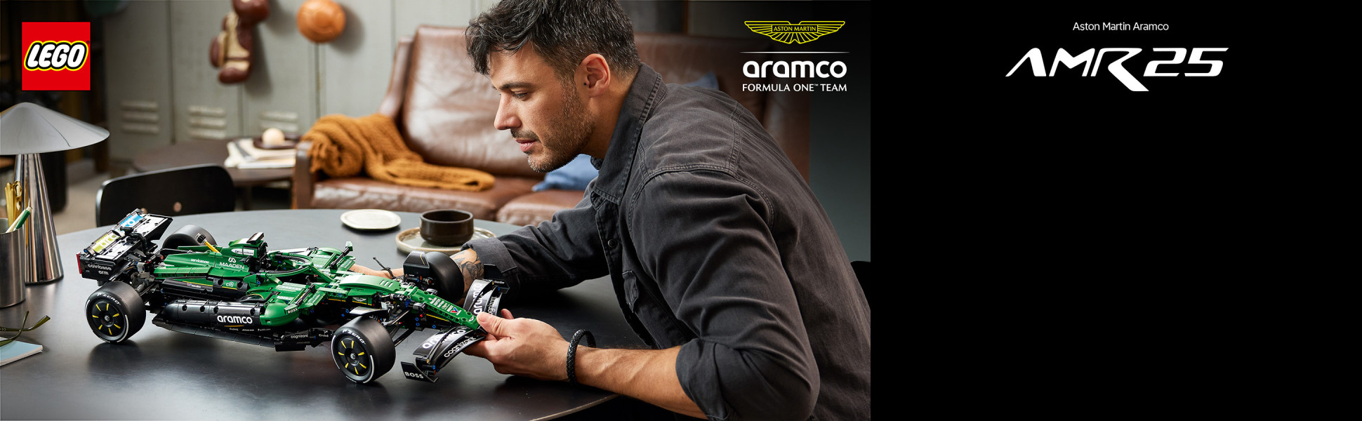 Take on a rewarding challenge and grow your collection of motorsport merch with this LEGO Technic Aston Martin Aramco AMR25 F1 Car model for adults.