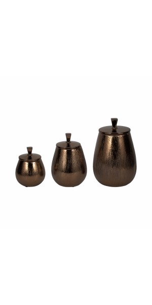 S/3 7/9/11" Tiziano Ceramic Bronze Jars
