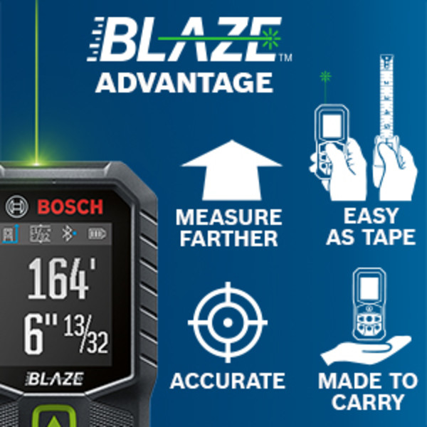 Bosch BLAZE 165 ft. Dual Power Battery Green Laser Distance Tape