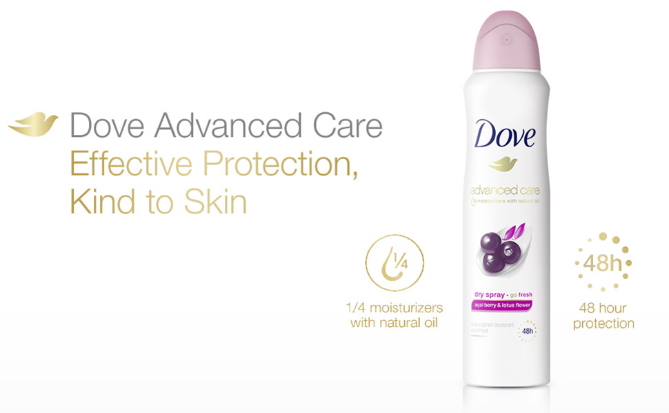 Dove Advanced Care Women's Antiperspirant Deodorant Dry Spray, Acai Berry &  Lotus Flower, 3.8 oz 