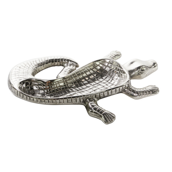 Litton Lane Silver Aluminum Crocodile Decorative Tray 67419 - The