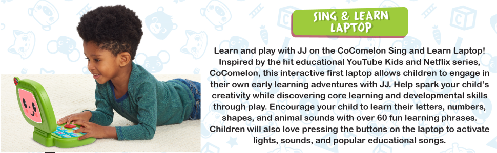 CoComelon Sing and Learn Laptop Toy for Kids, Lights, Sounds, and Music  Encourages Letter, Number, Shape, and Animal Recognition, Kids Toys for  Ages