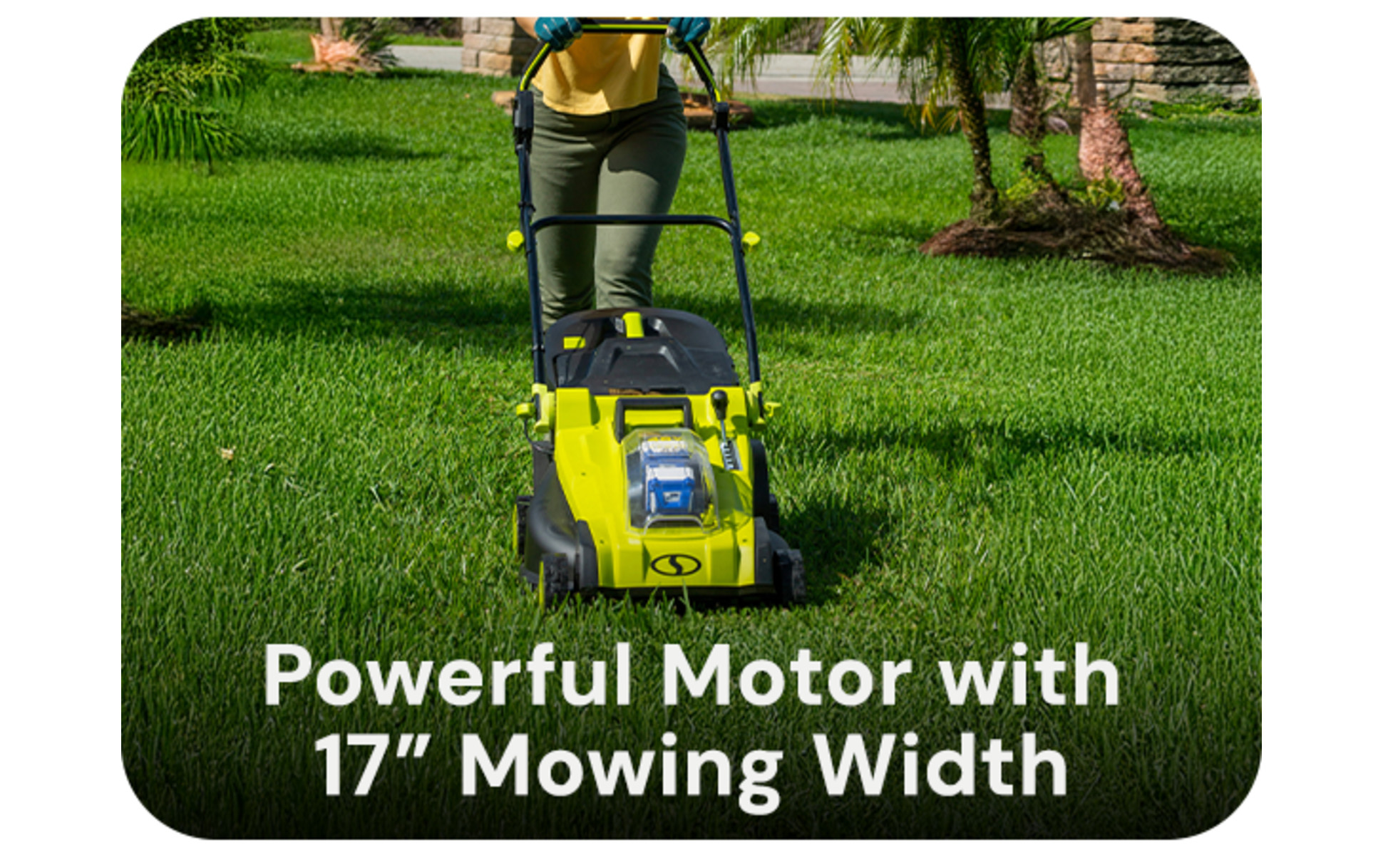 Sun Joe, Cordless Mulching Lawn Mower, 48V iON 17 Inch, Green
