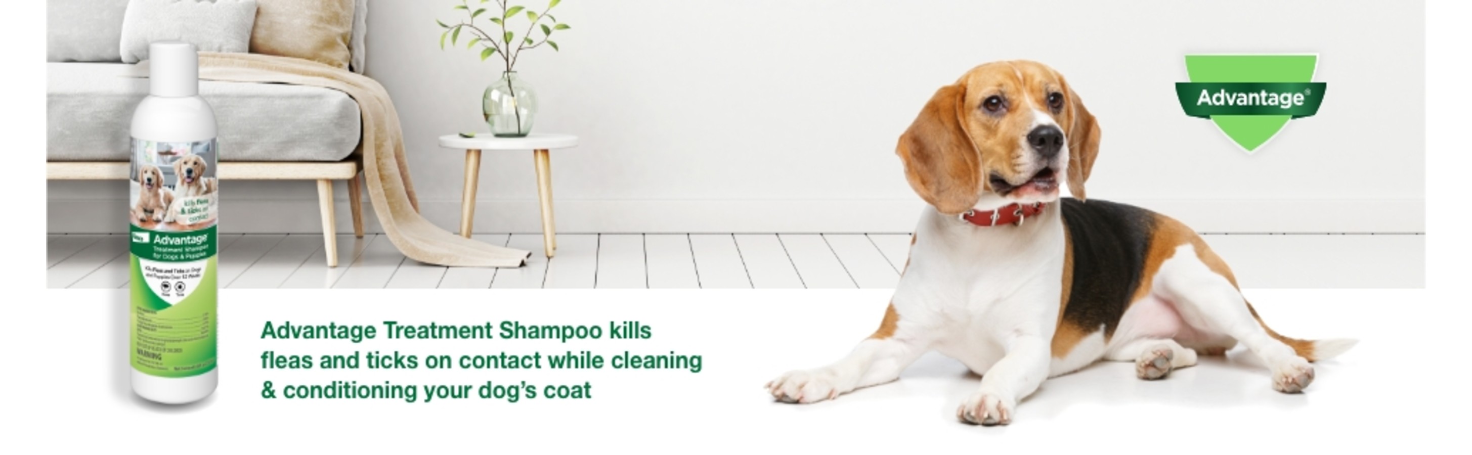Advantage Elanco Flea & Tick Treatment Shampoo for Dogs & Puppies, 12
