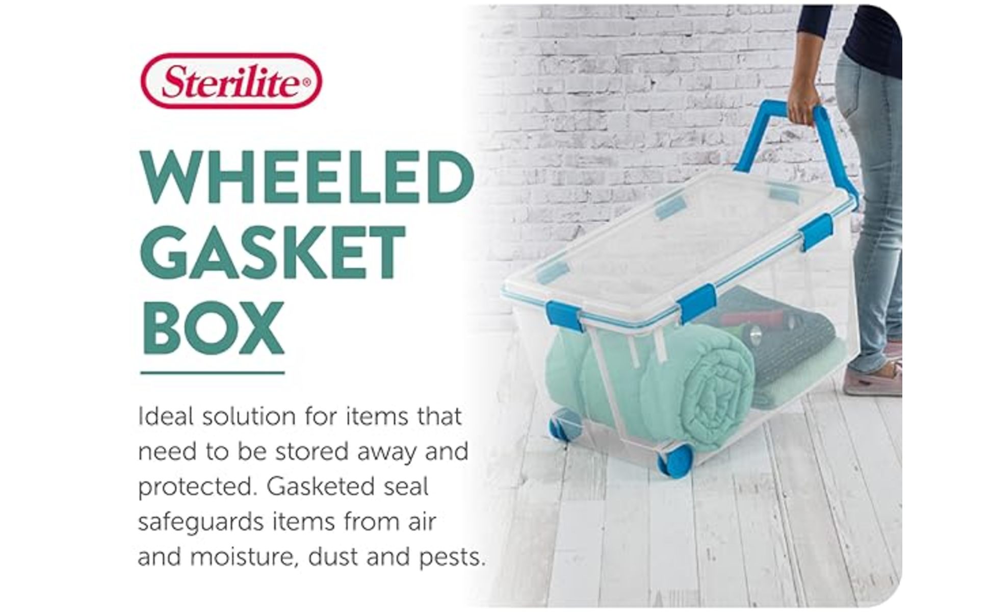 Sterilite 120 Qt. Plastic Storage Tote with Blue Aquarium Gasket