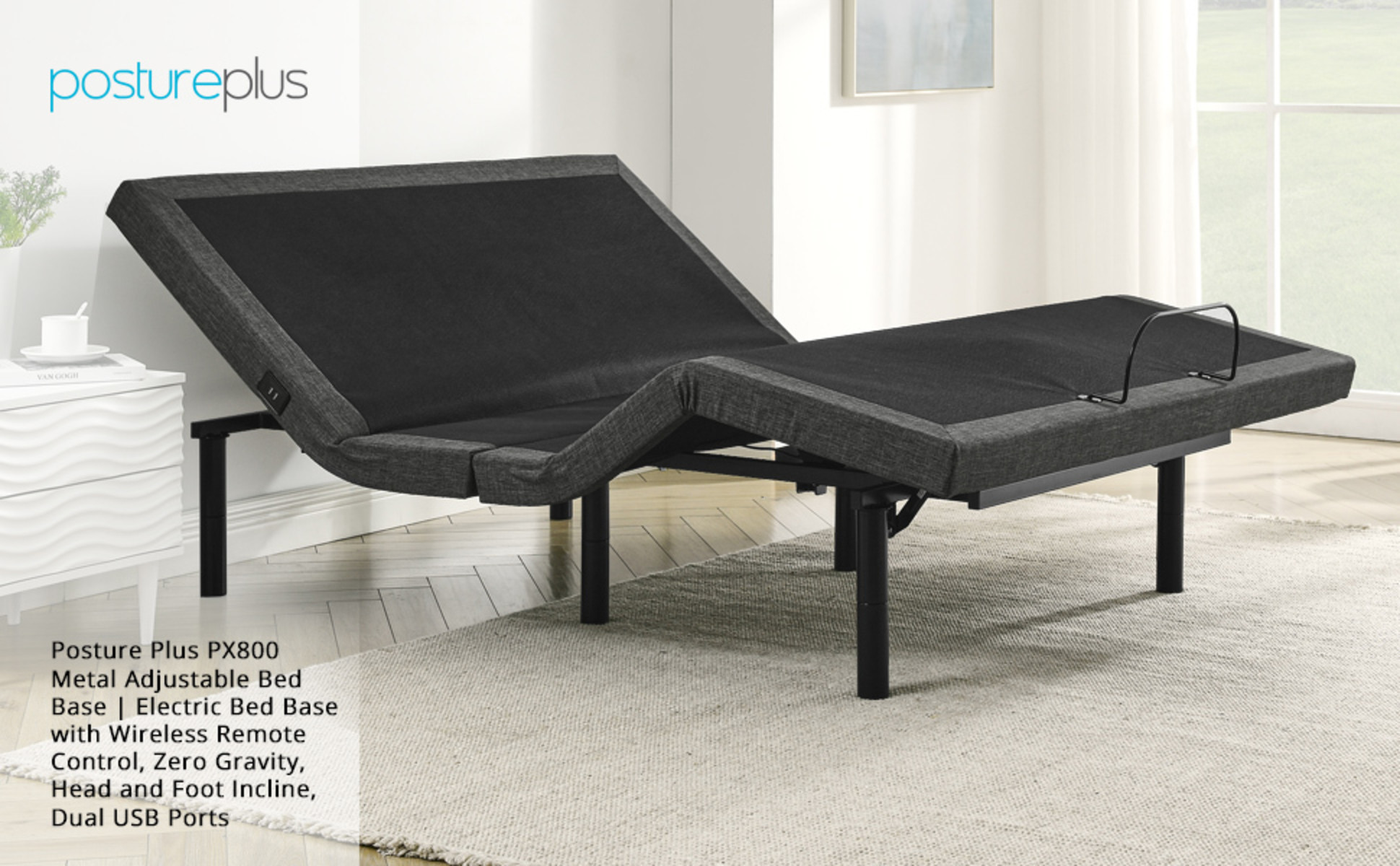 Posturecloud electric bed frame adjustable base remote power zero gravity dual massage discount