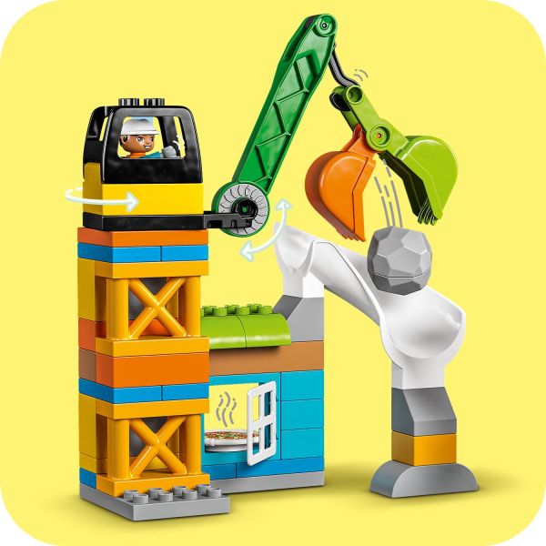 LEGO DUPLO Construction Site 10990, juguete con grúa, excavadora y  mezcladora de cemento, ladrillos grandes, juguetes sensoriales educativos  para niños, niñas y niños de más de 2 años