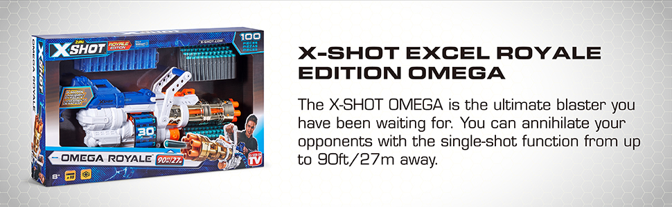 XShot Excel Omega Foam Dart Blaster (30 Dart Capacity Belt, 98 Darts) by  ZURU Frustration Free Packaging, Slam Fire, Toy for Kids, Teens, Adults