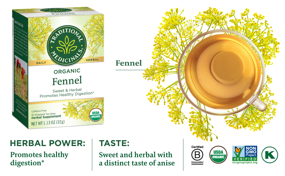 Traditional Medicinals, Organic Herbal Tea Fennel, 16 Bags
