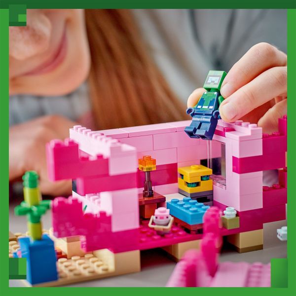 LEGO Minecraft The Axolotl House 21247 Building Toy Set, Creative  Adventures at a Colorful Underwater Base, Includes a Diver Explorer,  Dolphin, Drowned and More, Minecraft Toy for 7 Year Old Kids 