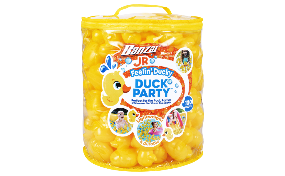 Banzai Jr. Feelin' Ducky Duck Party Pack (100 pieces) - Perfect for Pool,  Parties or Whenever You Wanna Quack it Up!