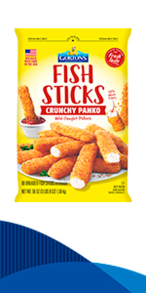 Gorton’s Golden Crispy Panko Fish Sticks Cut from 100% Whole Fillets, 60 Count, 56 Ounce Bag