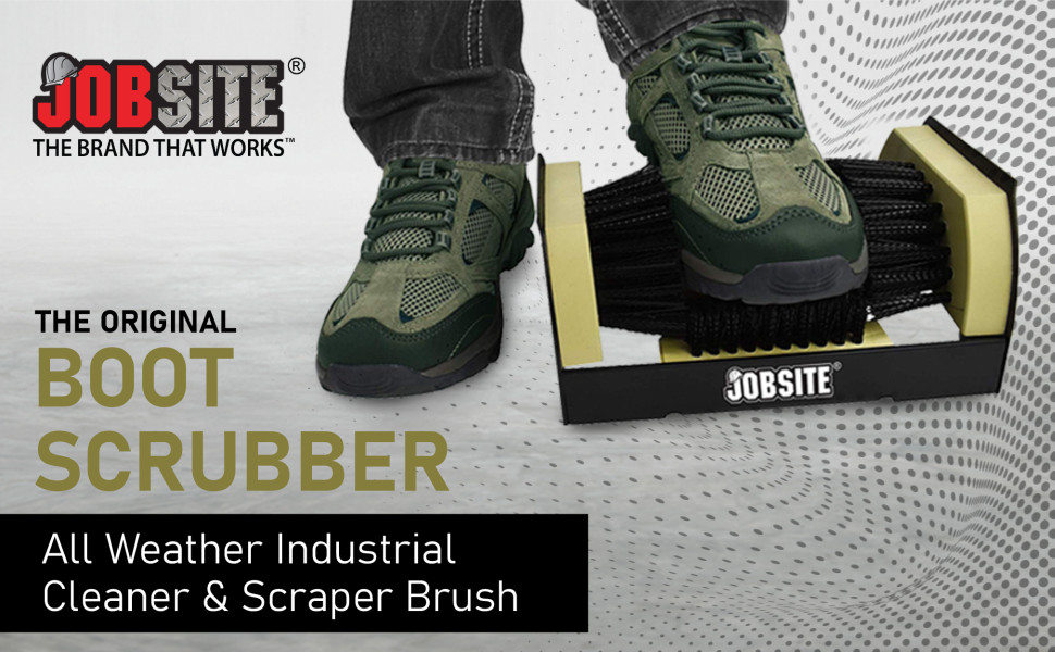 Jobsite boot outlet scrubber