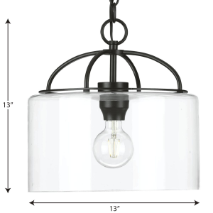 Progress Lighting Leyden 1-Light Matte Black Clear Glass Transitional ...