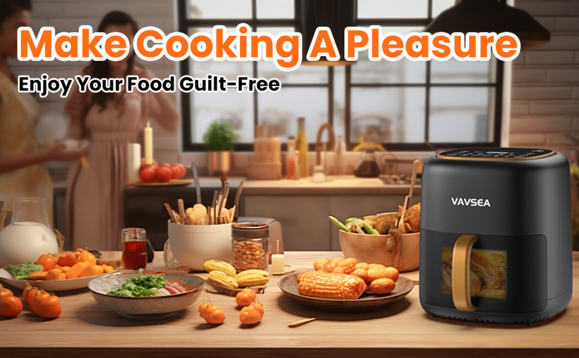 Vebreda Air Fryer 4.5 Quart with Dishwasher Safe Basket, 1200W, Black 