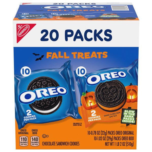 OREO Boo! Trick or Treat Halloween Cookies Variety Pack, 20 Snack
