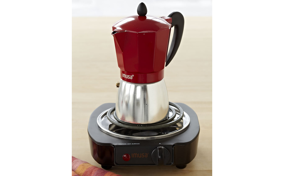 IMUSA B12060008 3- or 6-Cup Electric Espresso Maker - Red