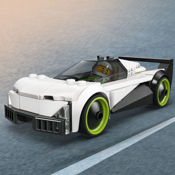 Check out the rear spoiler and low-profile rubber tires.