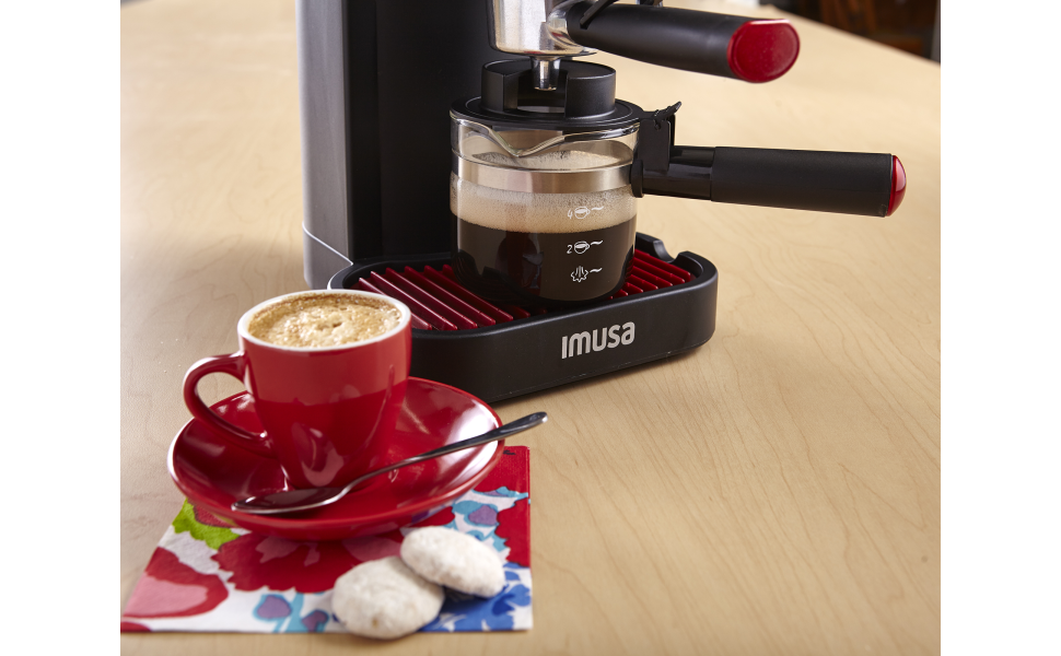 Imusa 4 Cup Epic Electric Espresso/Cappuccino Maker (Cafe Cubano,  Cortadito, Colada, Cafe con Leche), Red: Home & Kitchen 