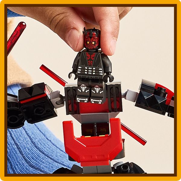 Place the Darth Maul LEGO minifigure in the cockpit.