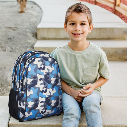 Kcldeci Kids Knapsack Backpack – Camo Print, 16x11.4x6.9 Inches, School Bookbag With Multiple Pockets, Daypack For Boys & Girls