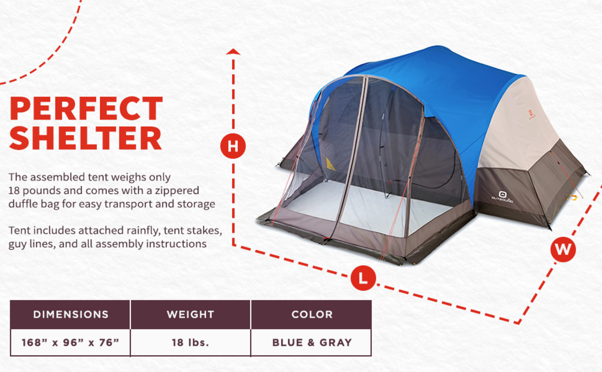 OUTBOUND 8 Person 3 Season Easy Up Camping Dome Tent with Rainfly and Porch Blue CTI0765453 The Home Depot