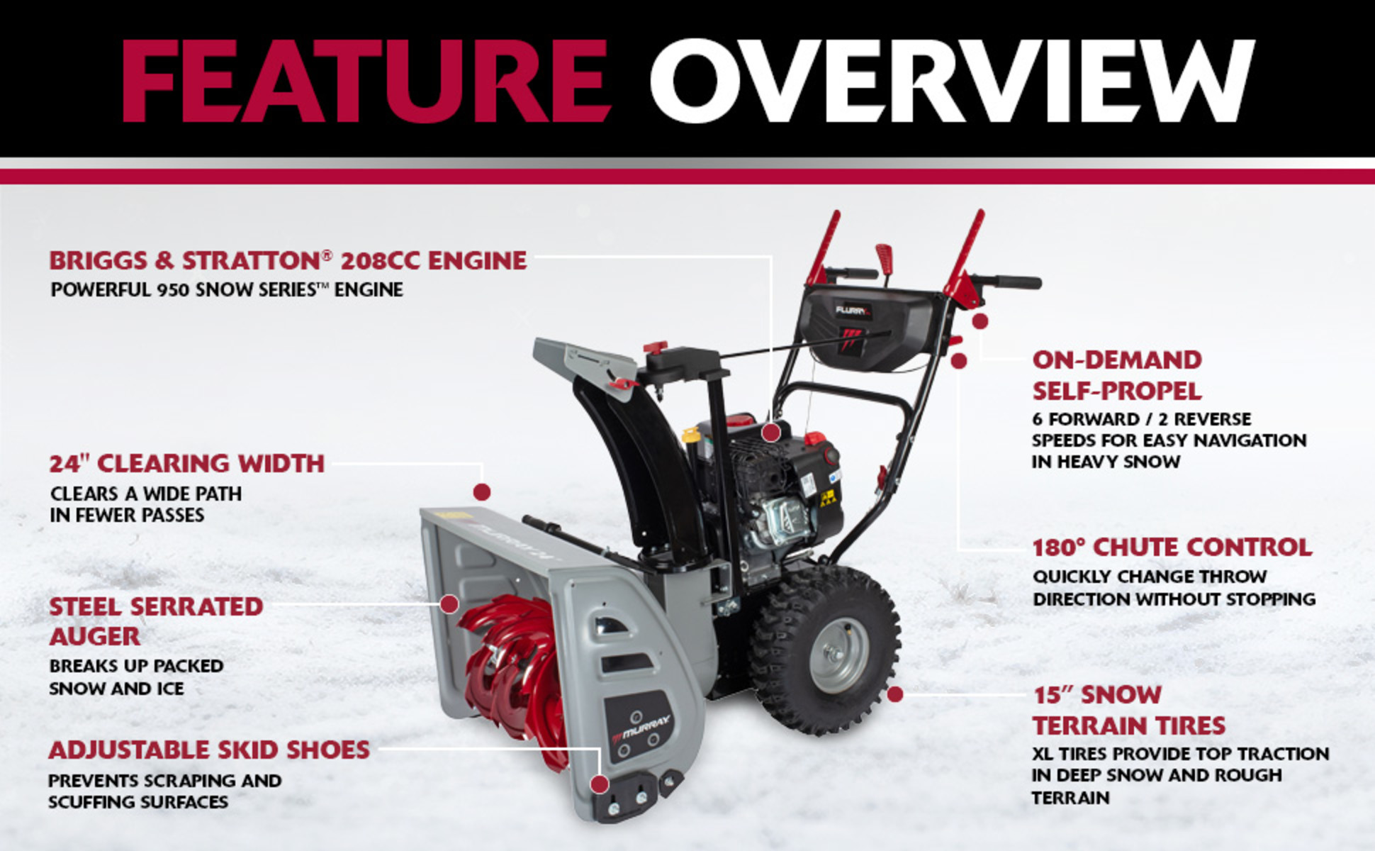 Murray 24 208cc Self-Propelled 2-Stage Gas Snow Blower with