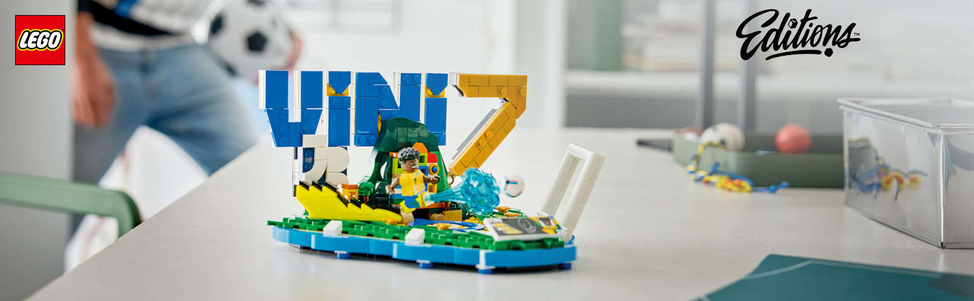 Cheer on Brazil brick by brick with the LEGO Editions Vini Jr. – Soccer Highlights set for kids ages 10 and up.