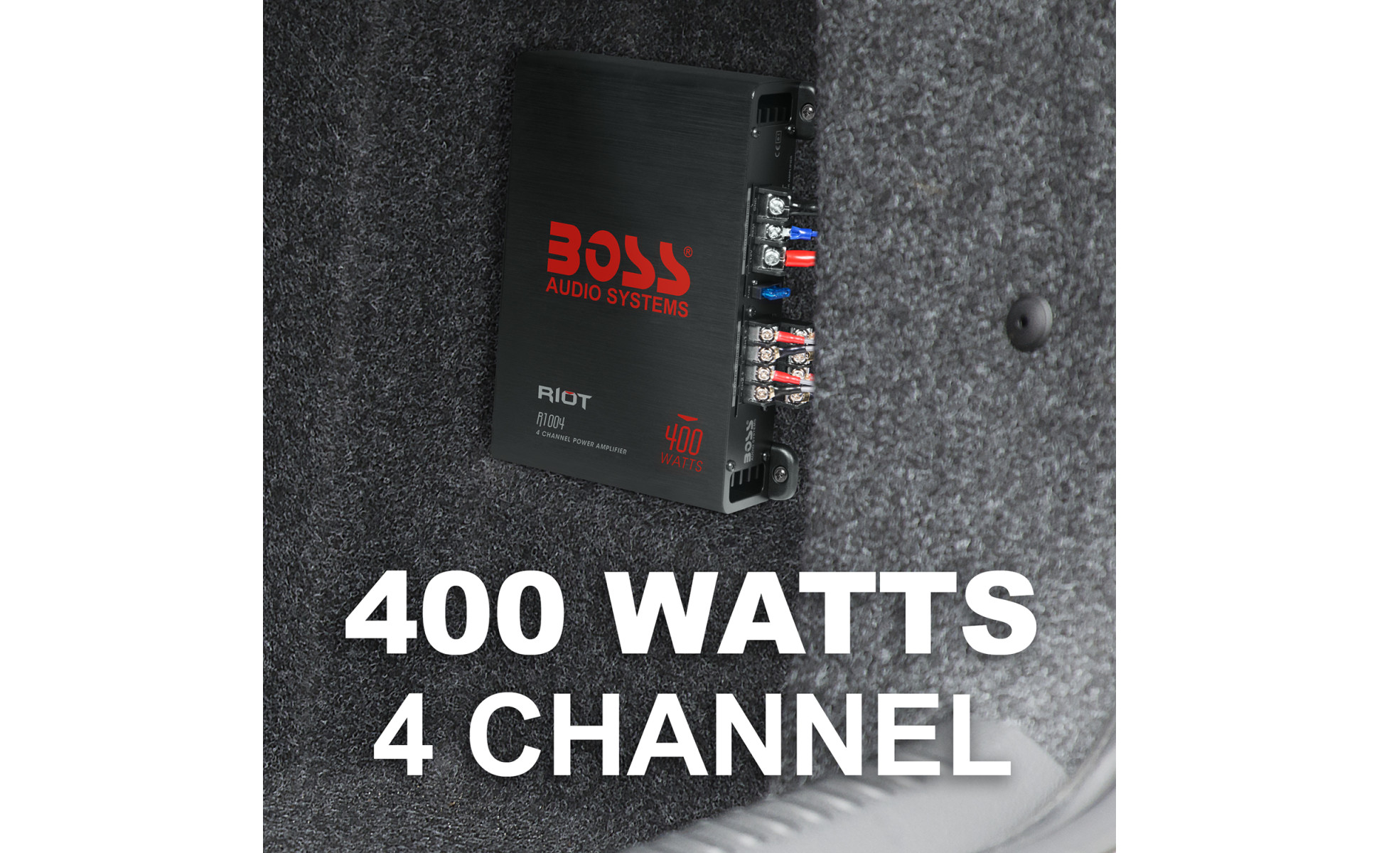 BOSS Audio R1004 400W 4-Channel Class A/B Amplifier, Riot