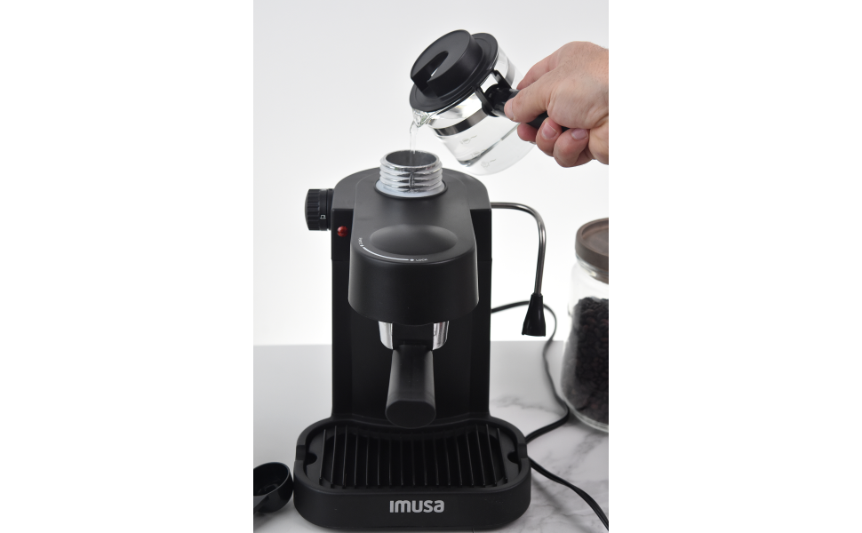 IMUSA USA GAU-18215 4 Cup Bistro Electric Espresso/Cappuccino Maker with  Carafe, Silver