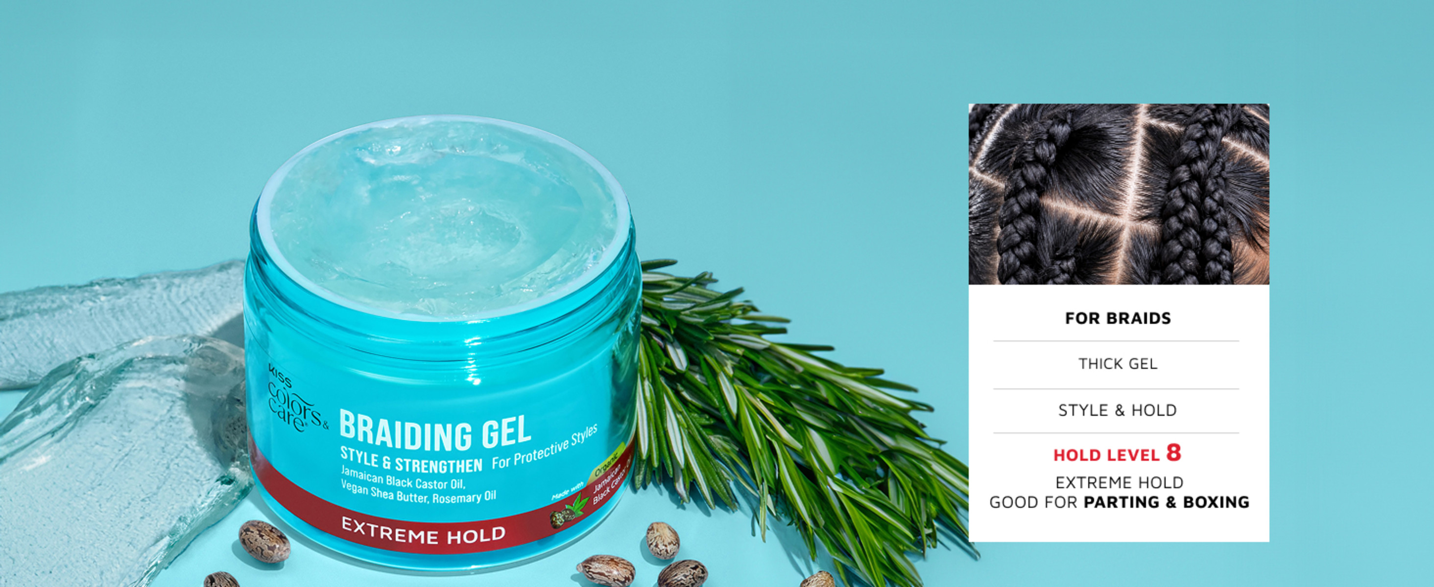 KISS Colors & Care, Braiding Hair Gel, 6 oz, Level 7 Hold