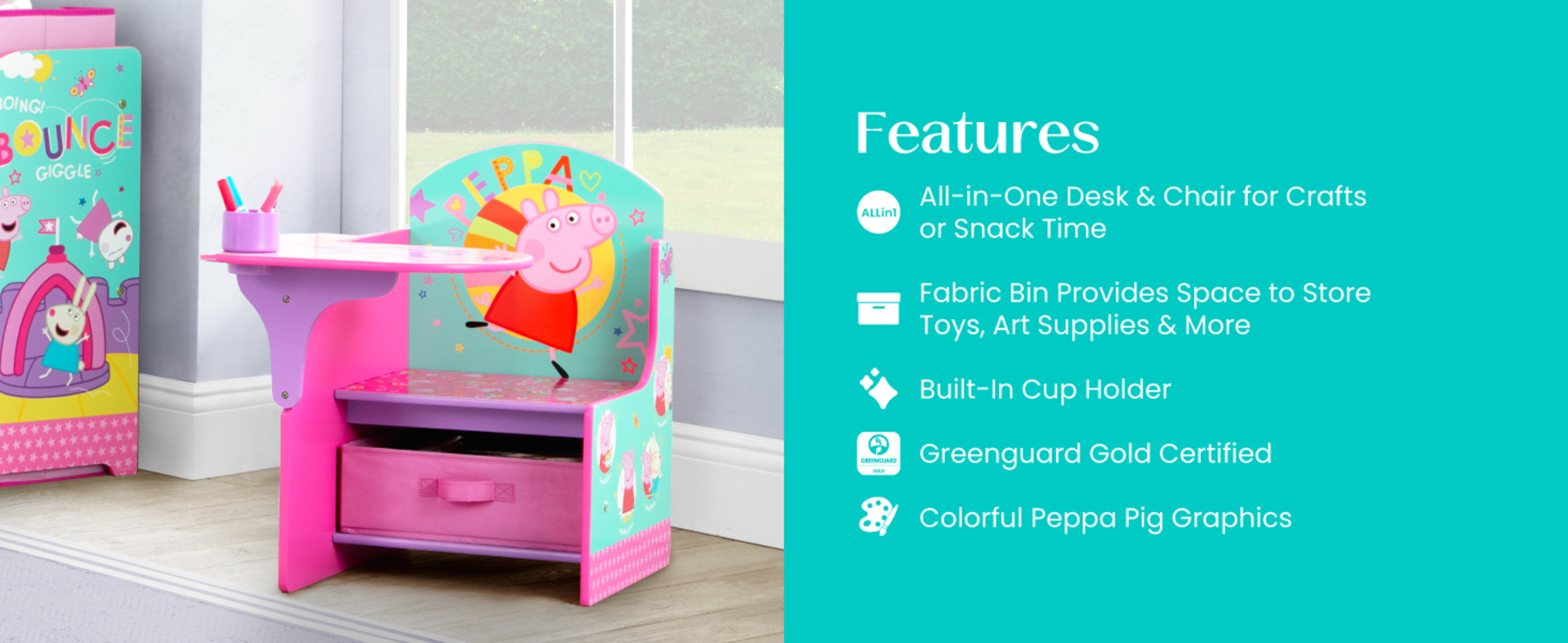 Delta Children Peppa Pig Chair Desk with Storage Bin - Walmart.com