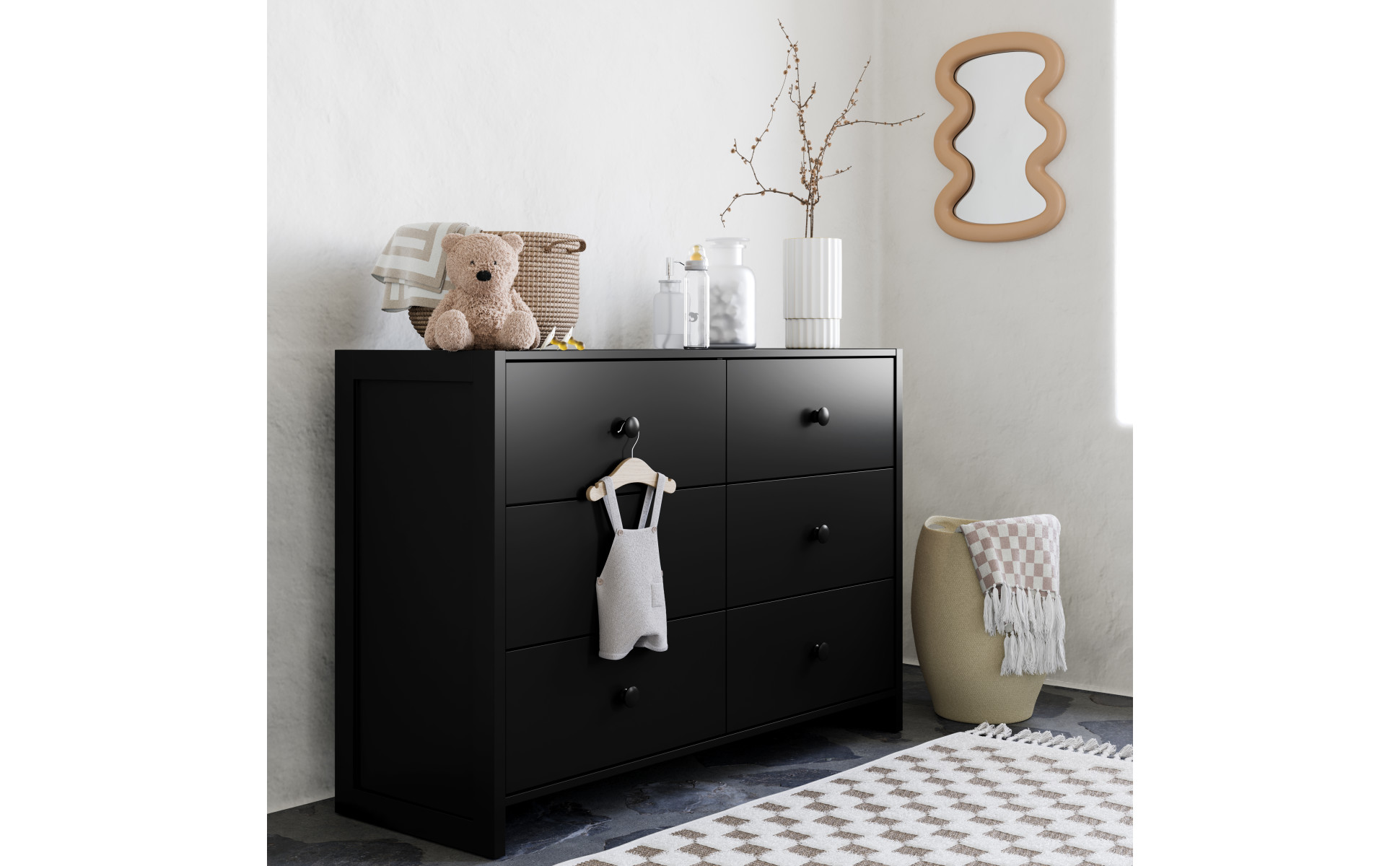 Storkcraft Calabasas 6 Drawer Nursery Double Dresser, Black