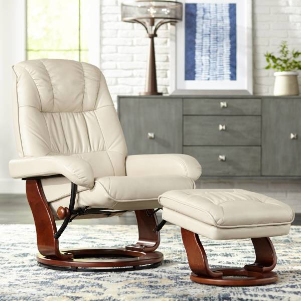 Newport taupe swivel discount recliner and slanted ottoman