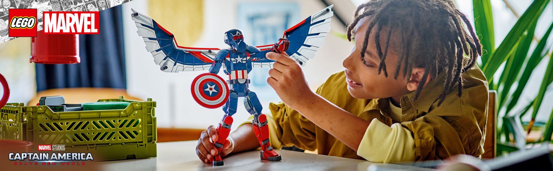 With this fully jointed incarnation of the Marvel super soldier, the winged Falcon takes on the role of Captain America.