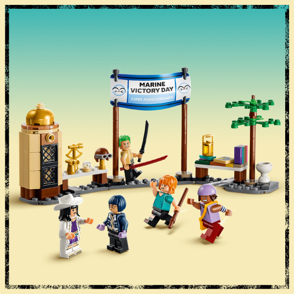 Join Zoro, Nami and friends at a bustling market.