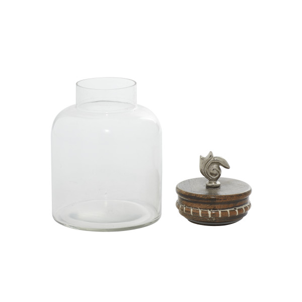 Litton Lane Clear Glass Decorative Jars with Wood Lids (Set of 3) 95970 -  The Home Depot