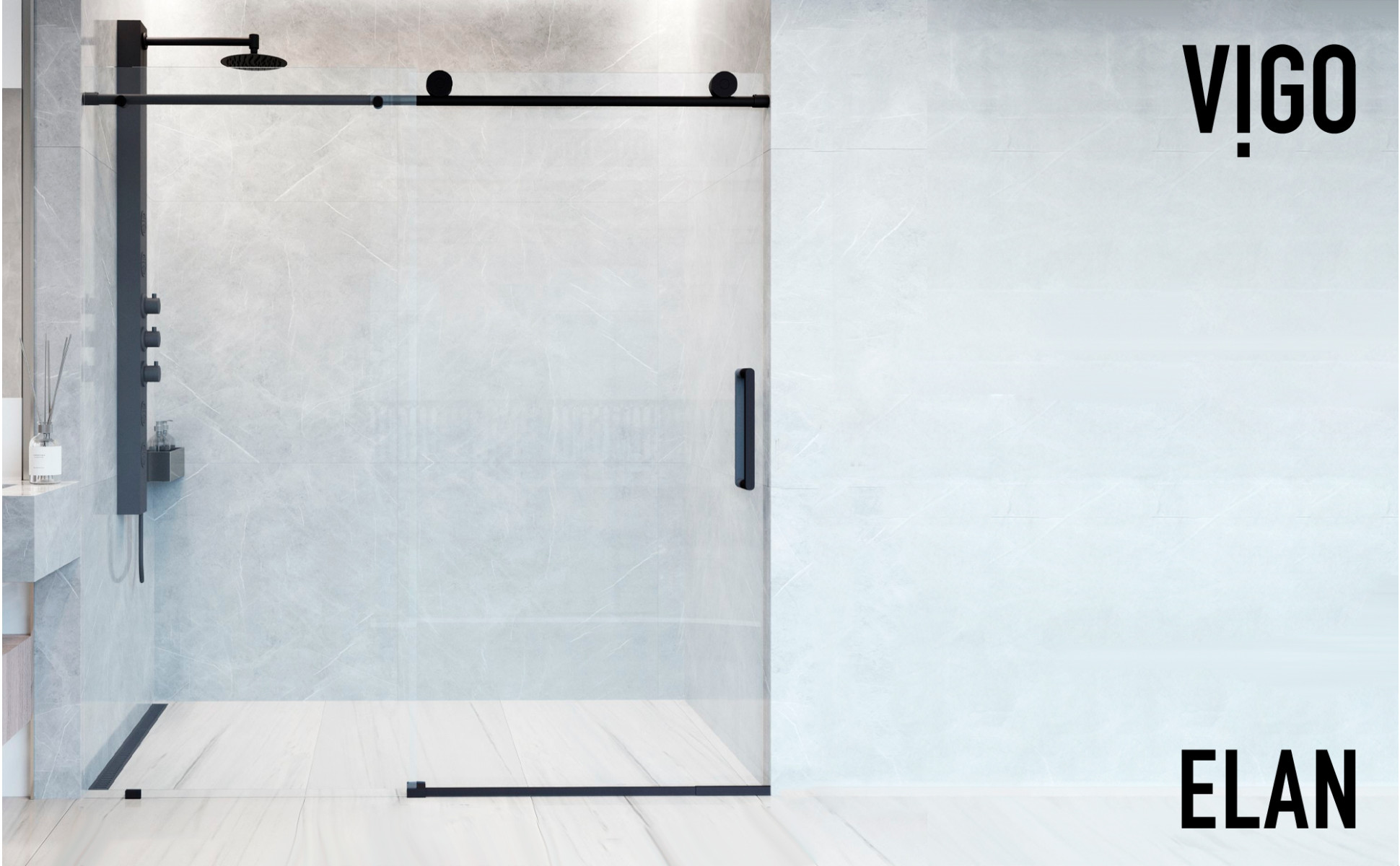 VIGO Elan 68 to 72 in. W x 76 in. H Frameless Sliding Shower