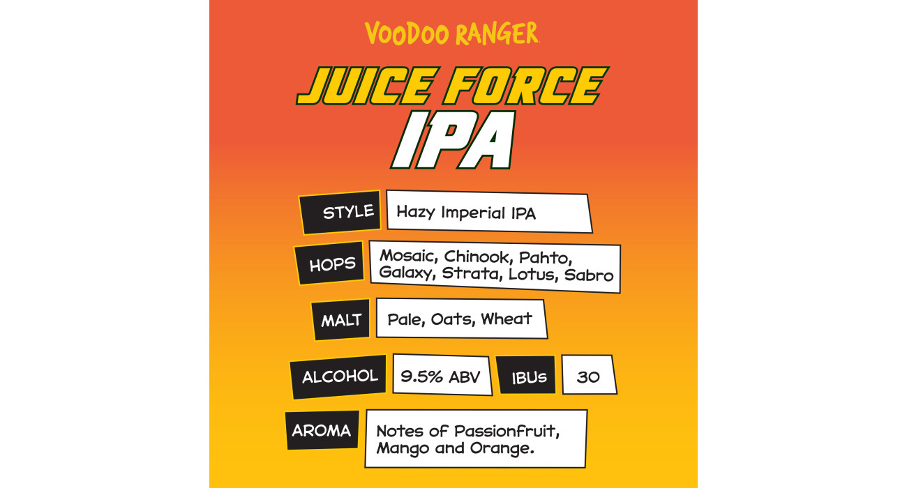 Voodoo Ranger Juice Force Hazy Imperial IPA Craft Beer, 6 Voodoo Ranger Juice Force Hazy Imperial IPA Craft Beer, 6