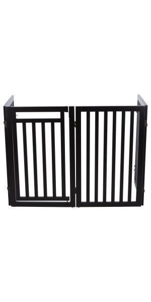 Freestanding 4-Panel Pet Gate 32-in Tall Brown