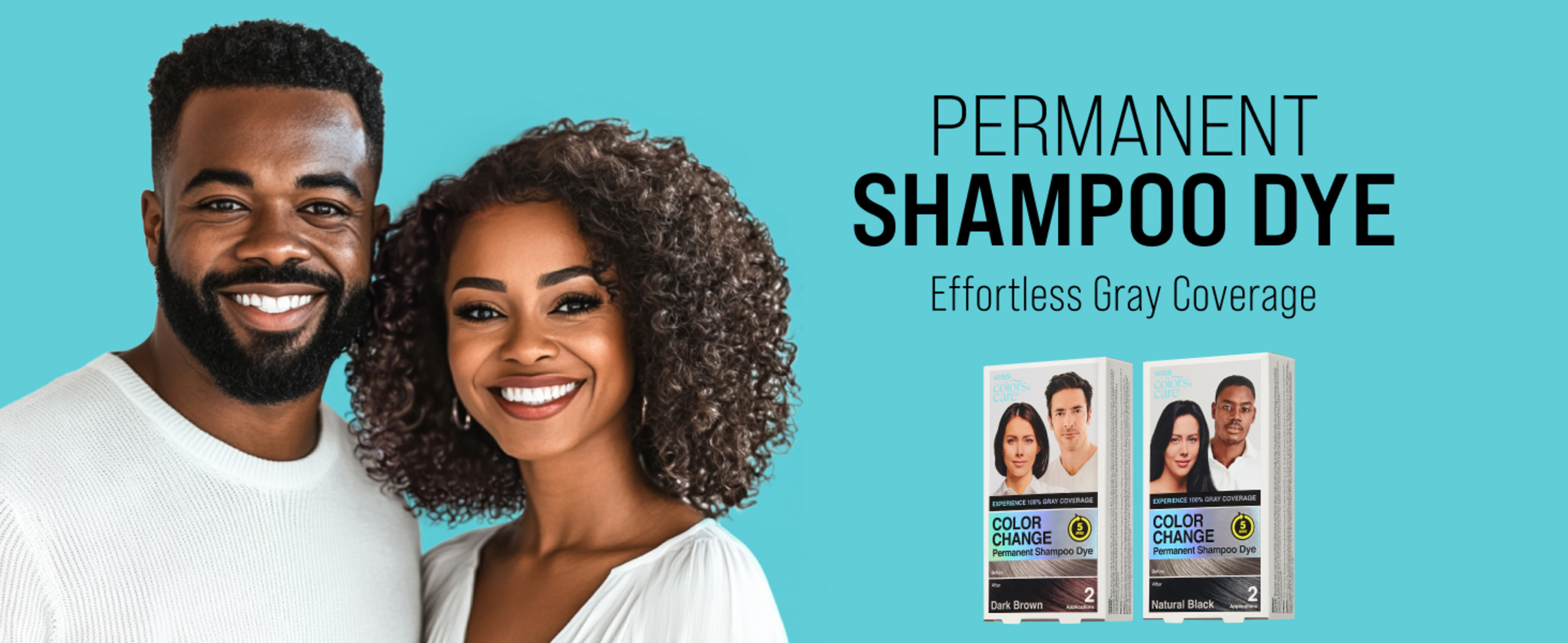 3 pack) KISS Color Change Permanent Shampoo Dye Hair Color All-in