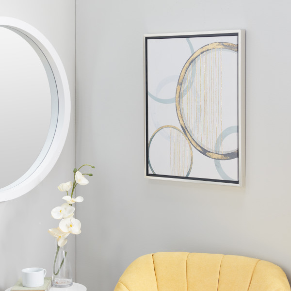 Litton Lane 1- Panel Abstract Circles Framed Wall Art with Silver Frame 24  in. x 20 in. 040933 The Home Depot