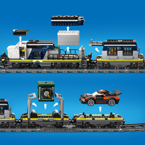Kids can transport the toy rally car, helicopter and prison cell.