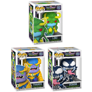 Funko Pop! Marvel: Mech Strike Monster Hunters Collectors Set - 3 Figure  Set: Loki, Thanos, Venom