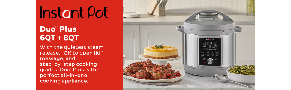 Instant Pot Silver 8 qt. Stainless Steel Duo Plus Multi-Use Electric Pressure  Cooker with Whisper-Quiet Steam Release, V4 113-0058-01 - The Home Depot