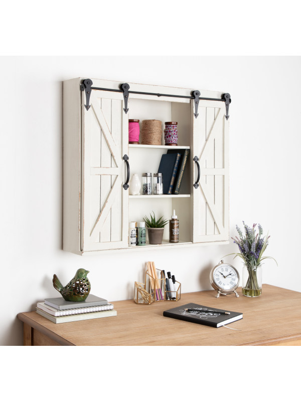 modern rustic farmhouse shabby-chic distressed artisanal wall storage cabinet floating accent 