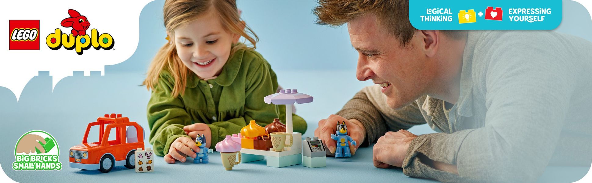 Toddlers hang out with Bluey and recreate scenes from their favorite TV show on a fun family trip to get yummy ice cream.