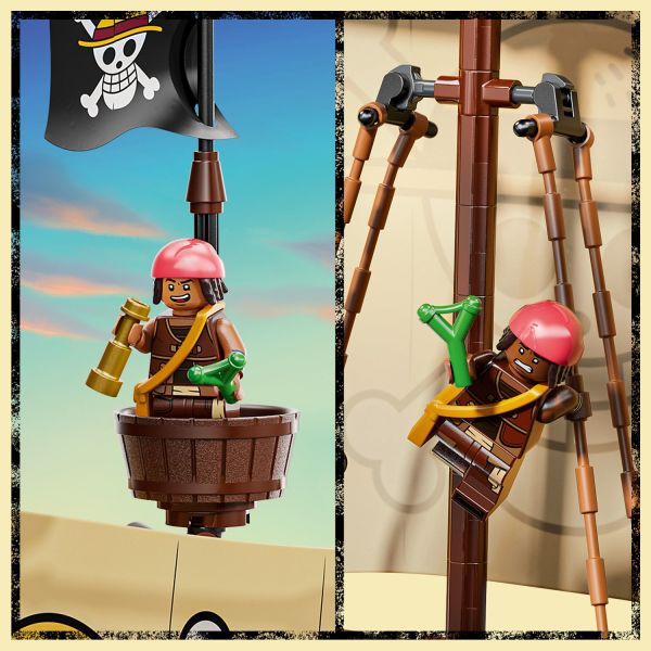Usopp climbs the masts and keeps watch from the crow's nest.