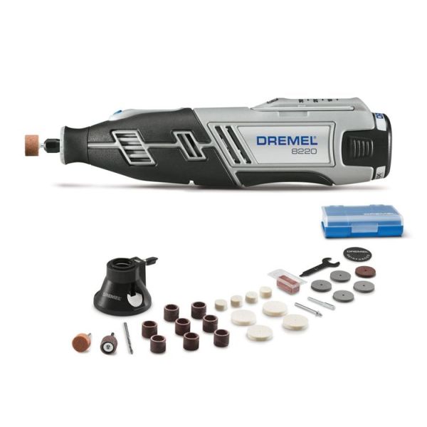 Dremel 12V Li-Ion 2 Amp Variable Speed Cordless Rotary Tool Kit with 11 PC EZ Lock Cutting Rotary Accessories Micro Kit