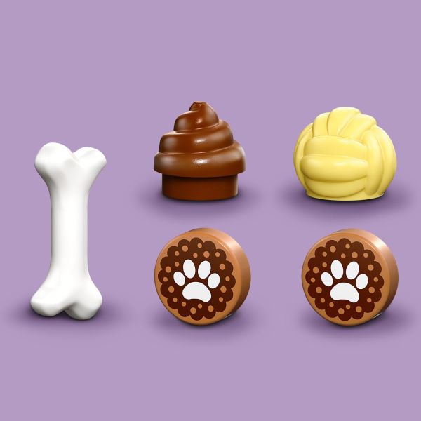 Includes a ball, dog biscuits and a bone, plus a fun dog poop element.